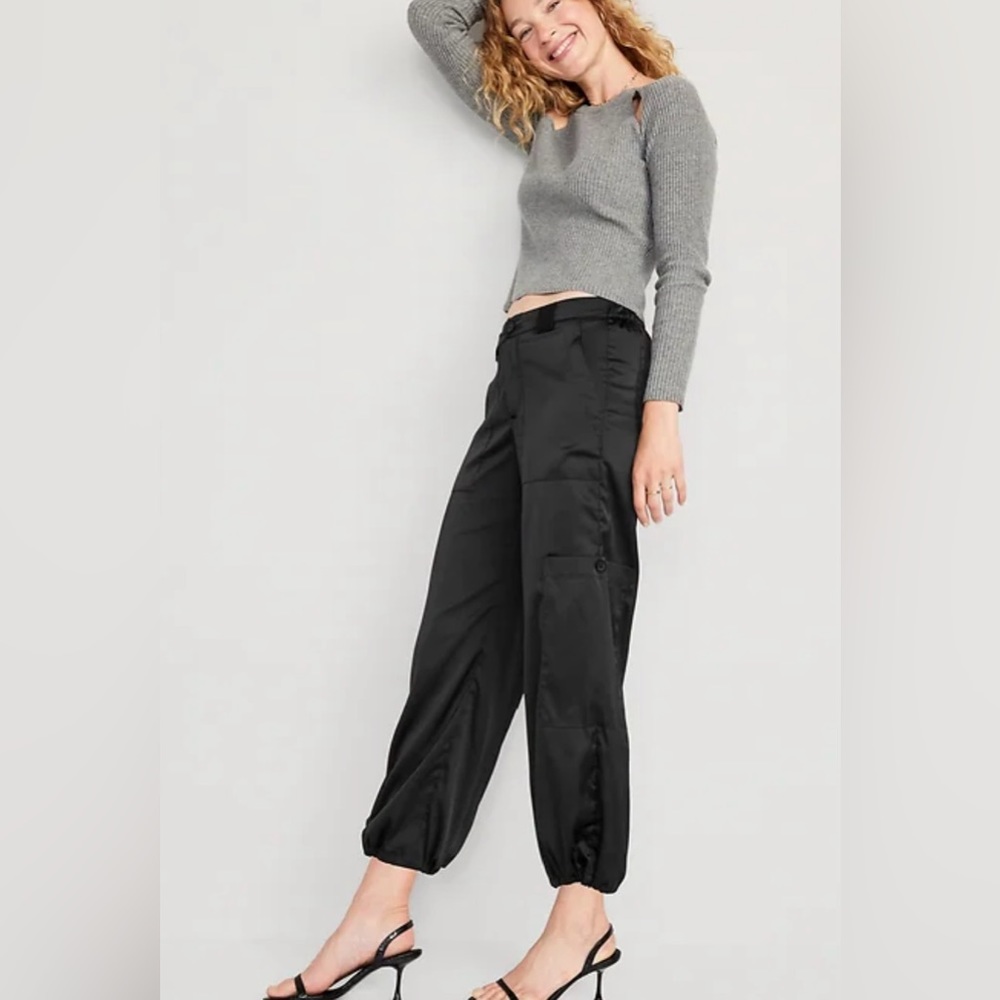 Old Navy High Rise Satin Cargo Jogger Pants
